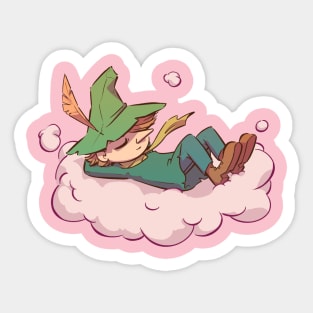 Snufkin sleeping in a pink cloud Sticker